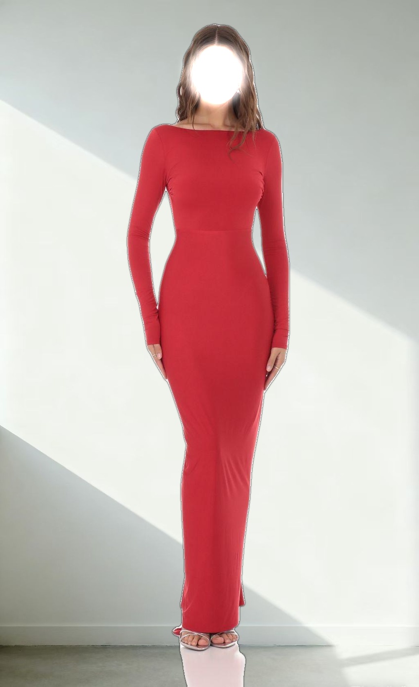 Bodycon Open back Dress in Red