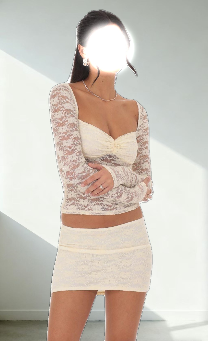 Sheer Lace Skirt in Pastel Yellow