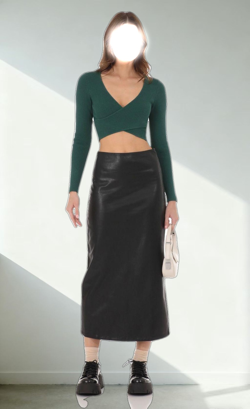Faux Leather Maxi Skirt in Black