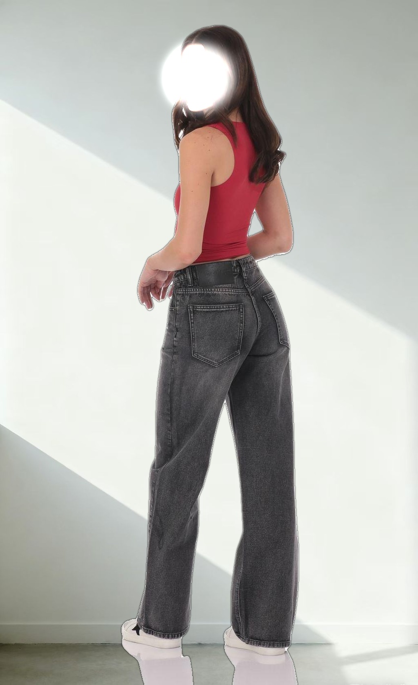 High Rise Wide Leg Jeans in Faded Black