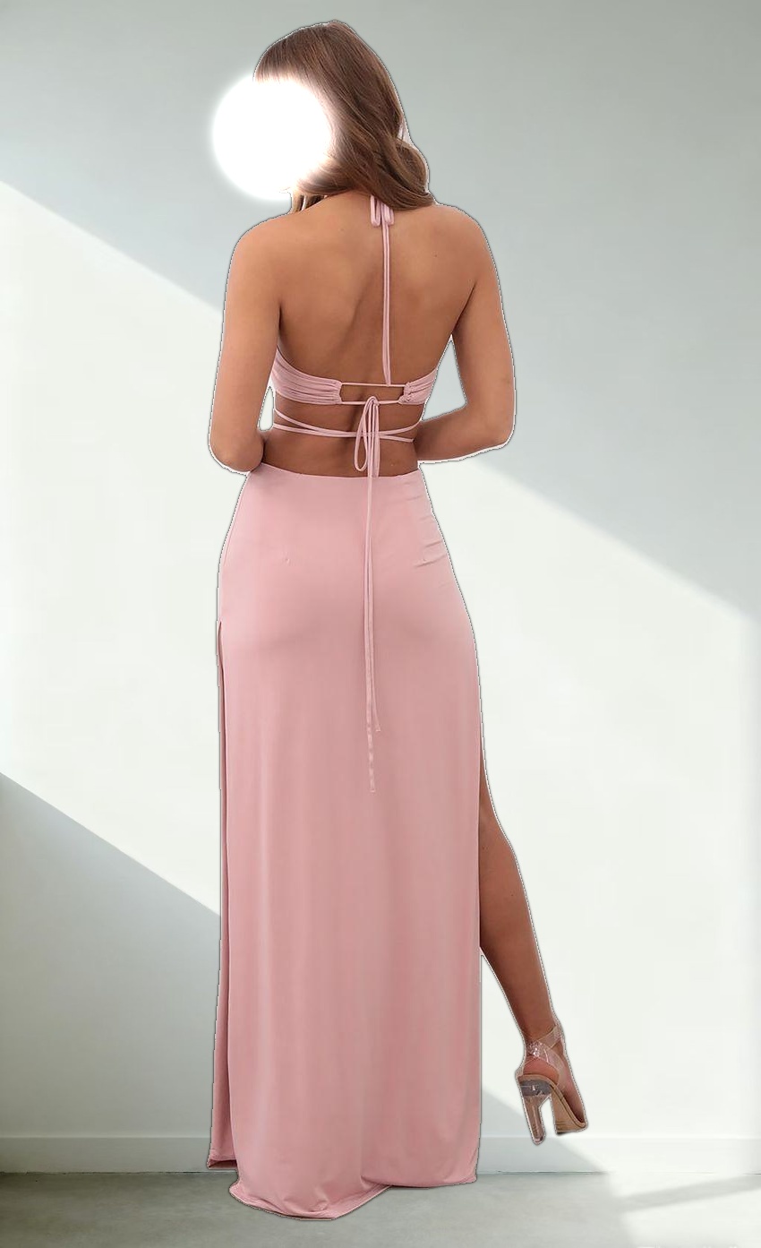 Ruched Halter Set in Dusty Pink