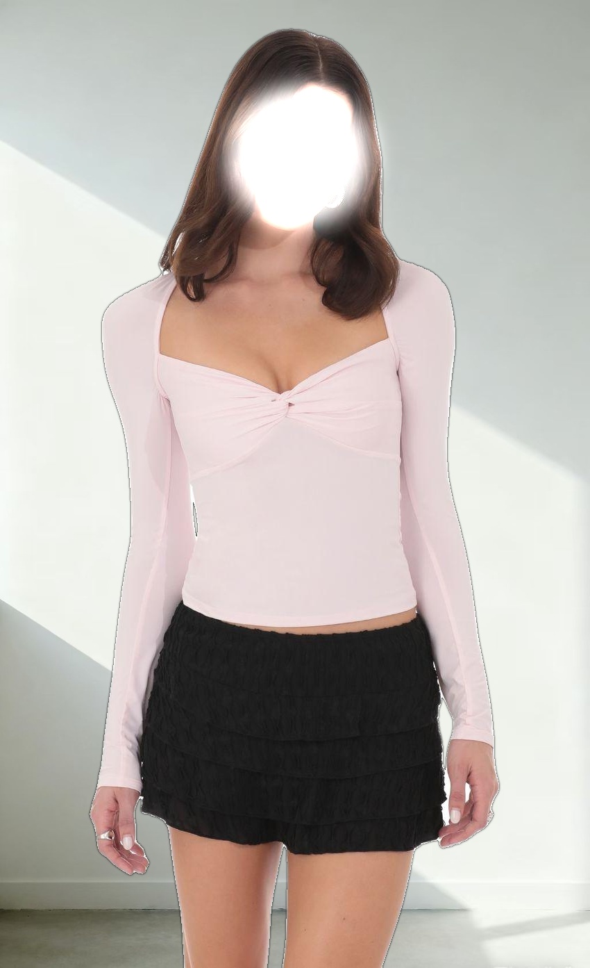 Long Sleeve Twist Top in Pink