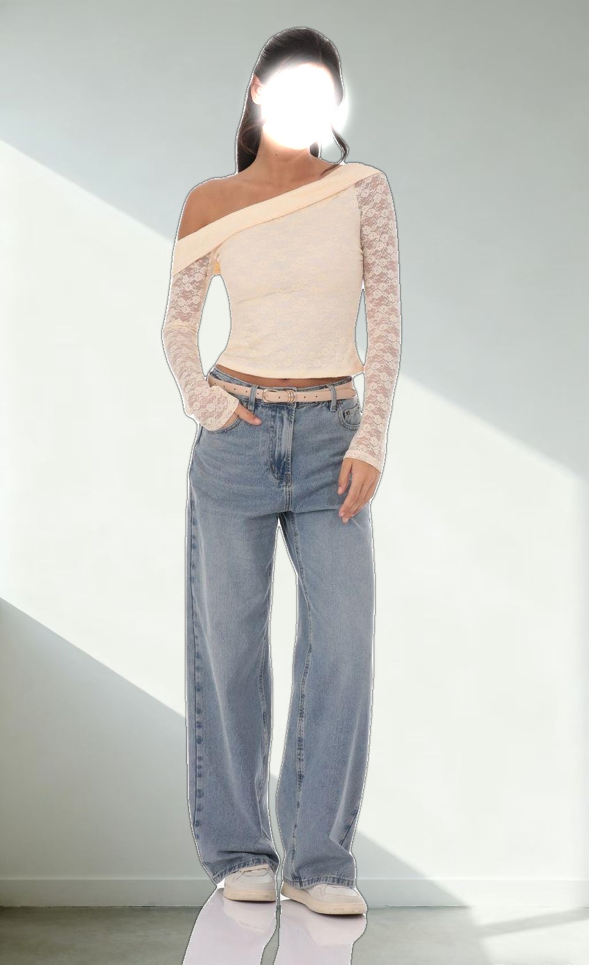 Lace Off Shoulder Top in Pastel Peach