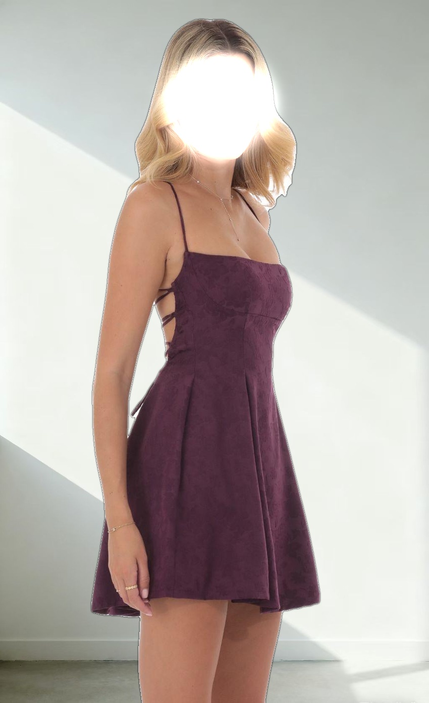 Jacquard Fit and Flare Dress in Purple