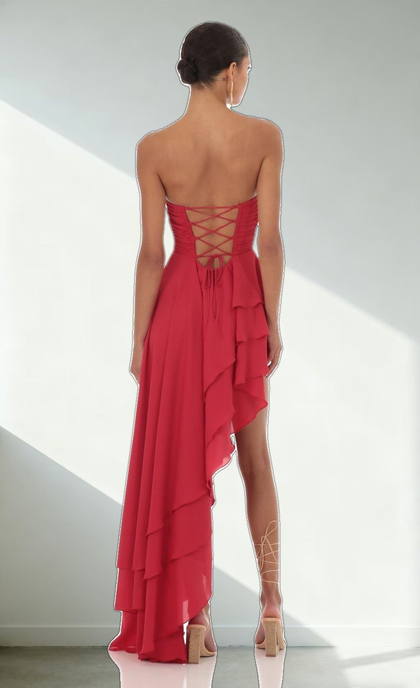 Asymmetrical Corset Dress in Red