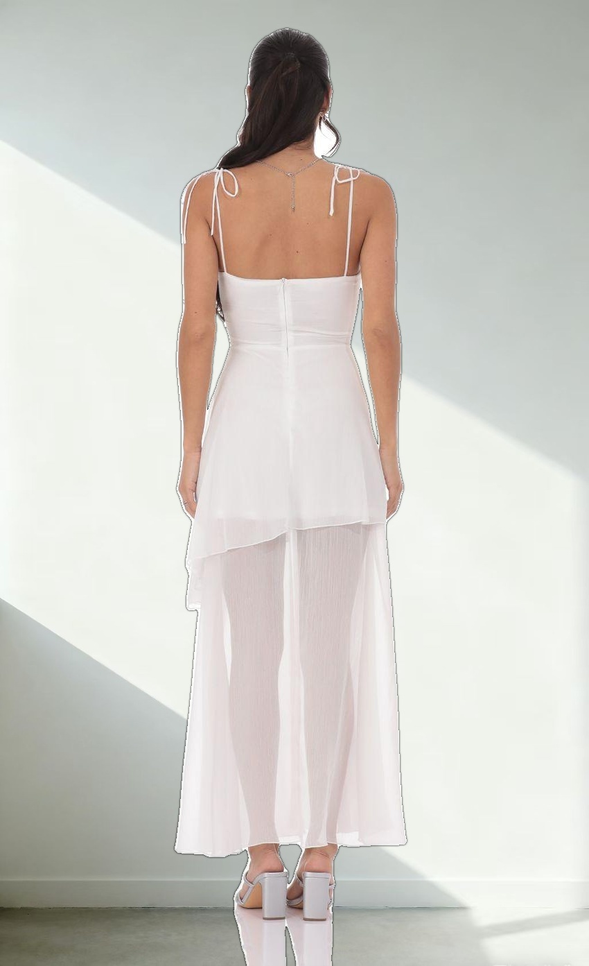 Flow Shimmer A-line Maxi Dress in White