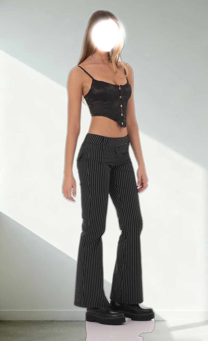 Low-Rise Pinstripe Pants in Black