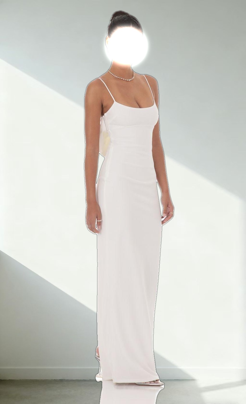 Back Bow Maxi Dress in White