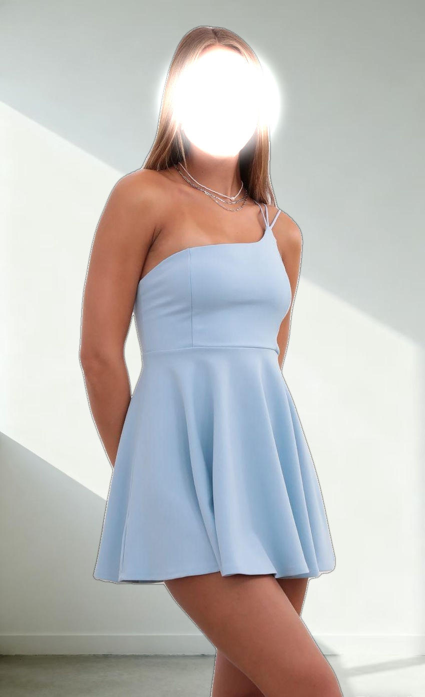 One Shoulder Dress in Baby Blue