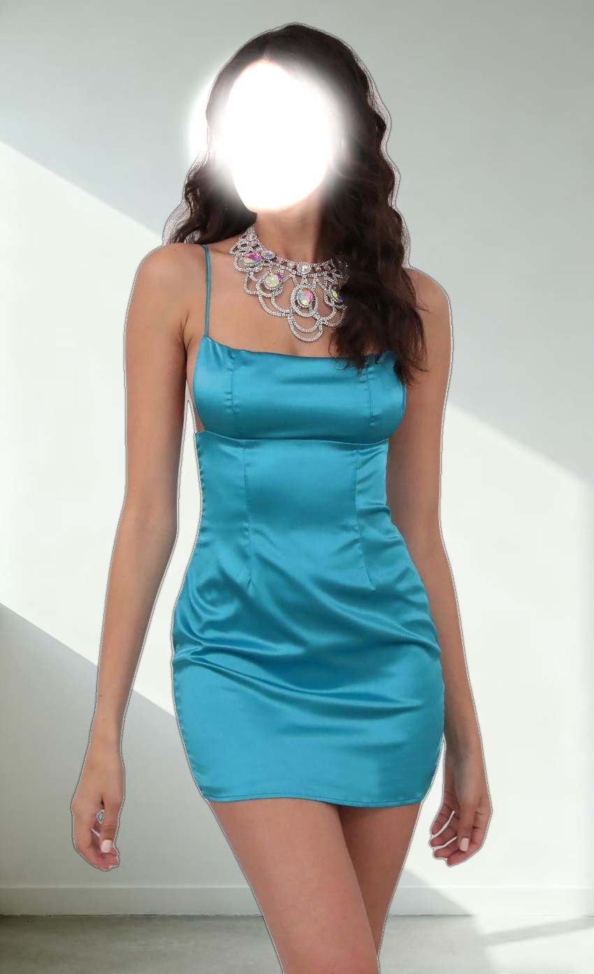 Blake Satin Edge Dress in Blue