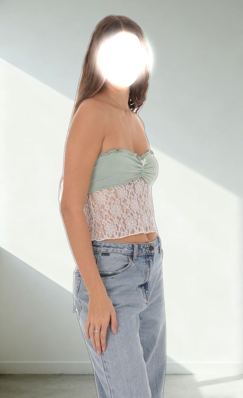 Strapless Lace Top in Sage