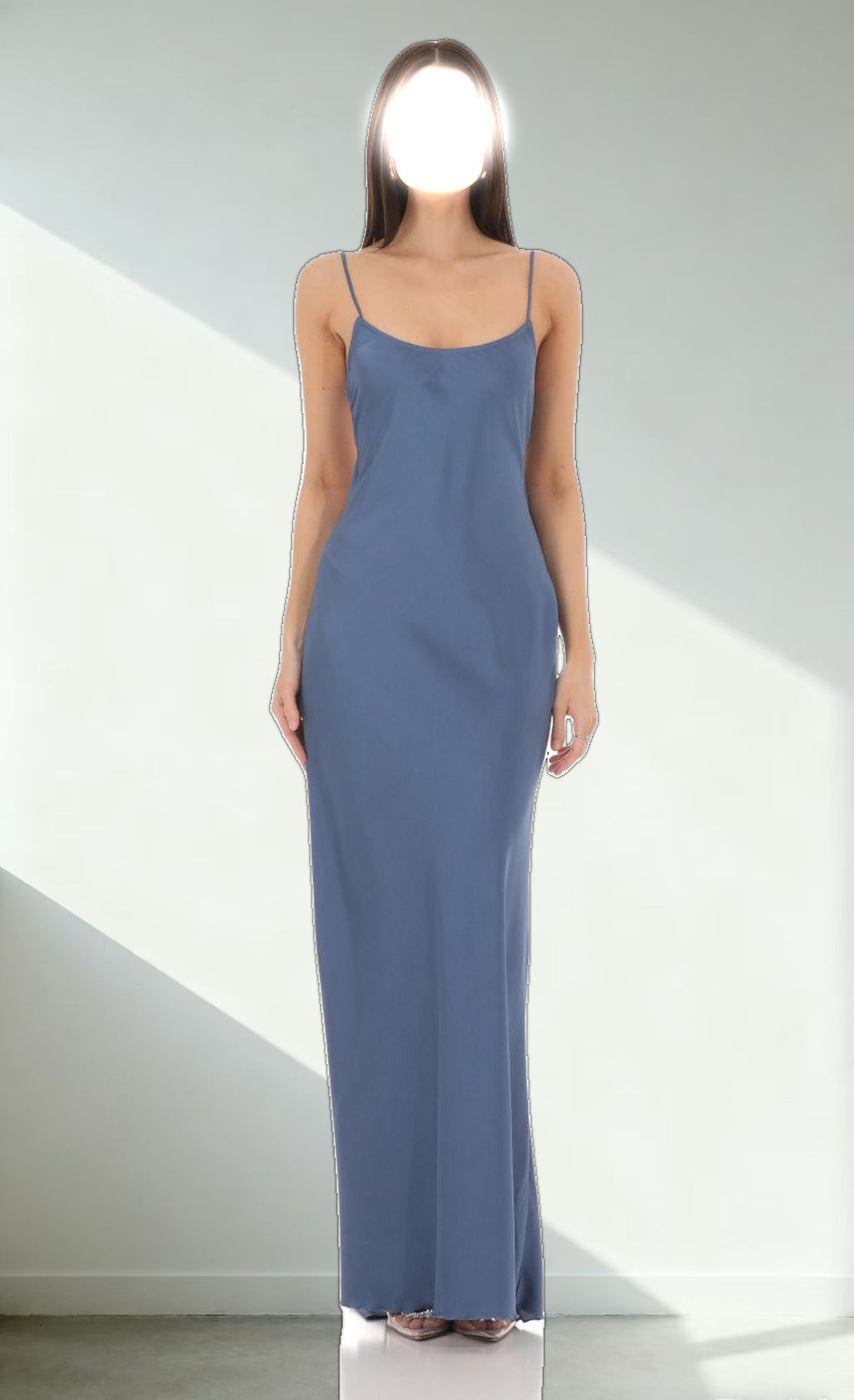 Back Bow Satin Dress in Navy