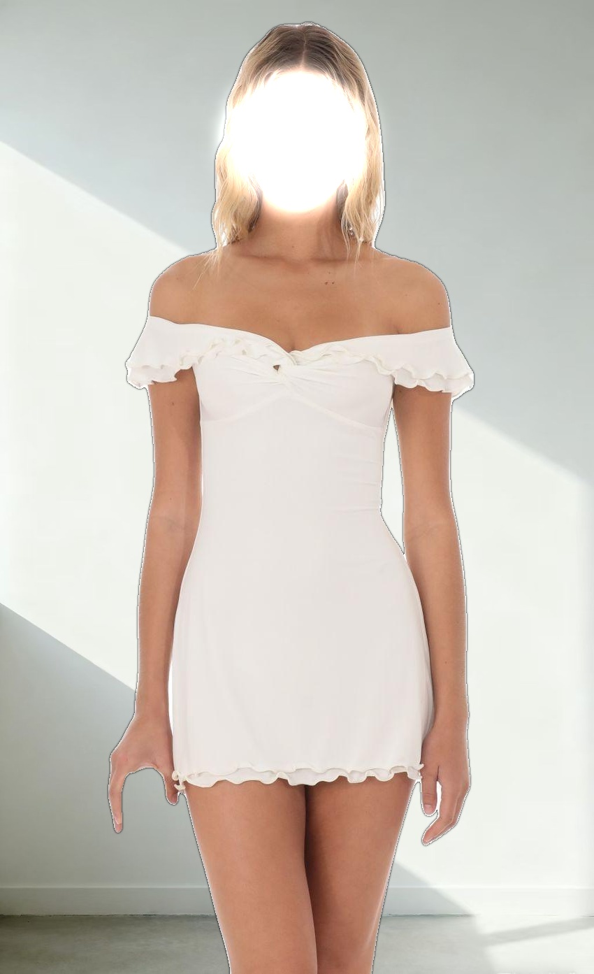 Off Shoulder Twist Dress in White