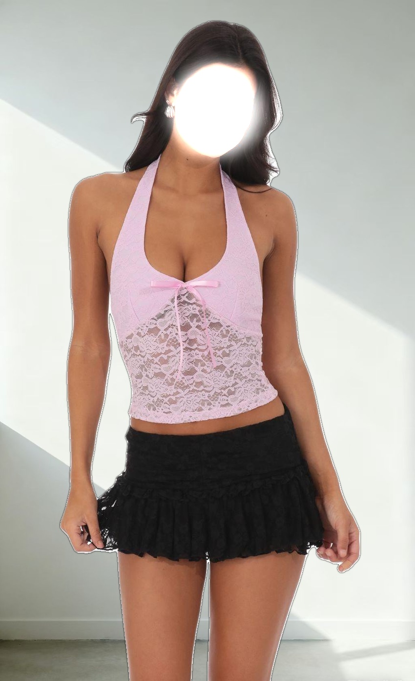 Lace Halter Top in Pink