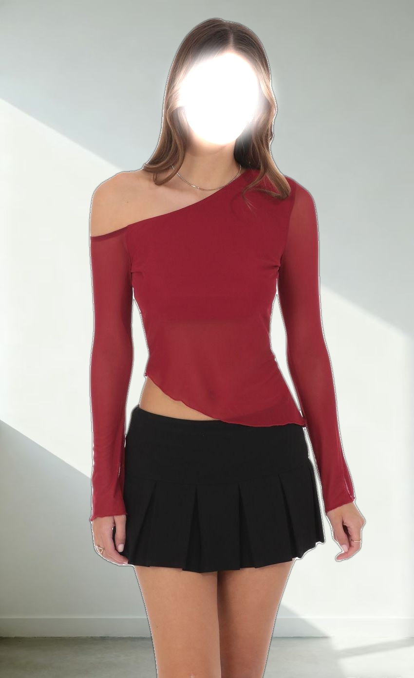 Asymmetrical Off Shoulder Top in Red