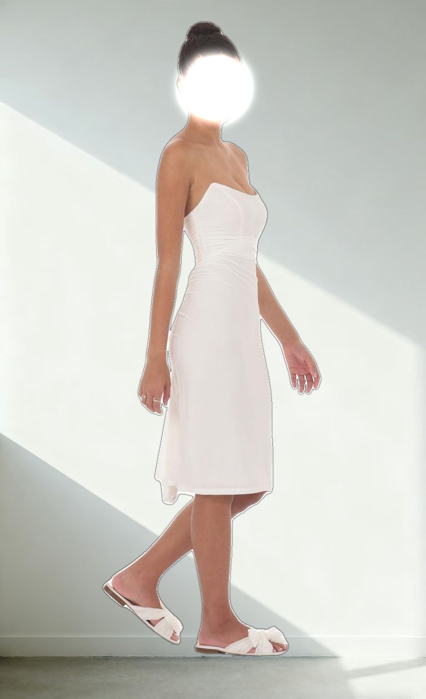 Corset Strapless Midi Dress in Blue