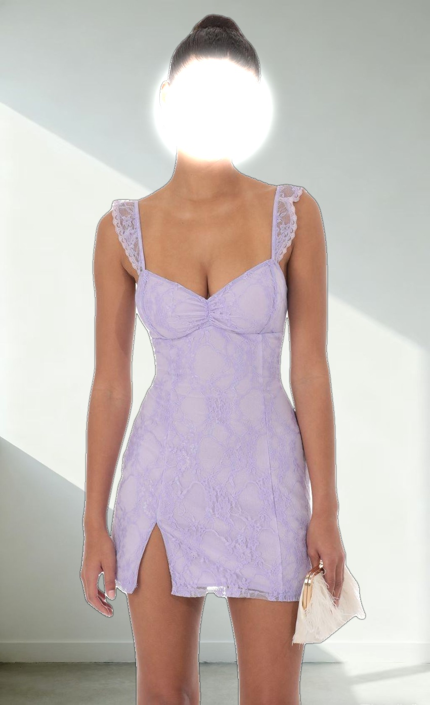 Sweetheart Neck Lace Dress in Lavender