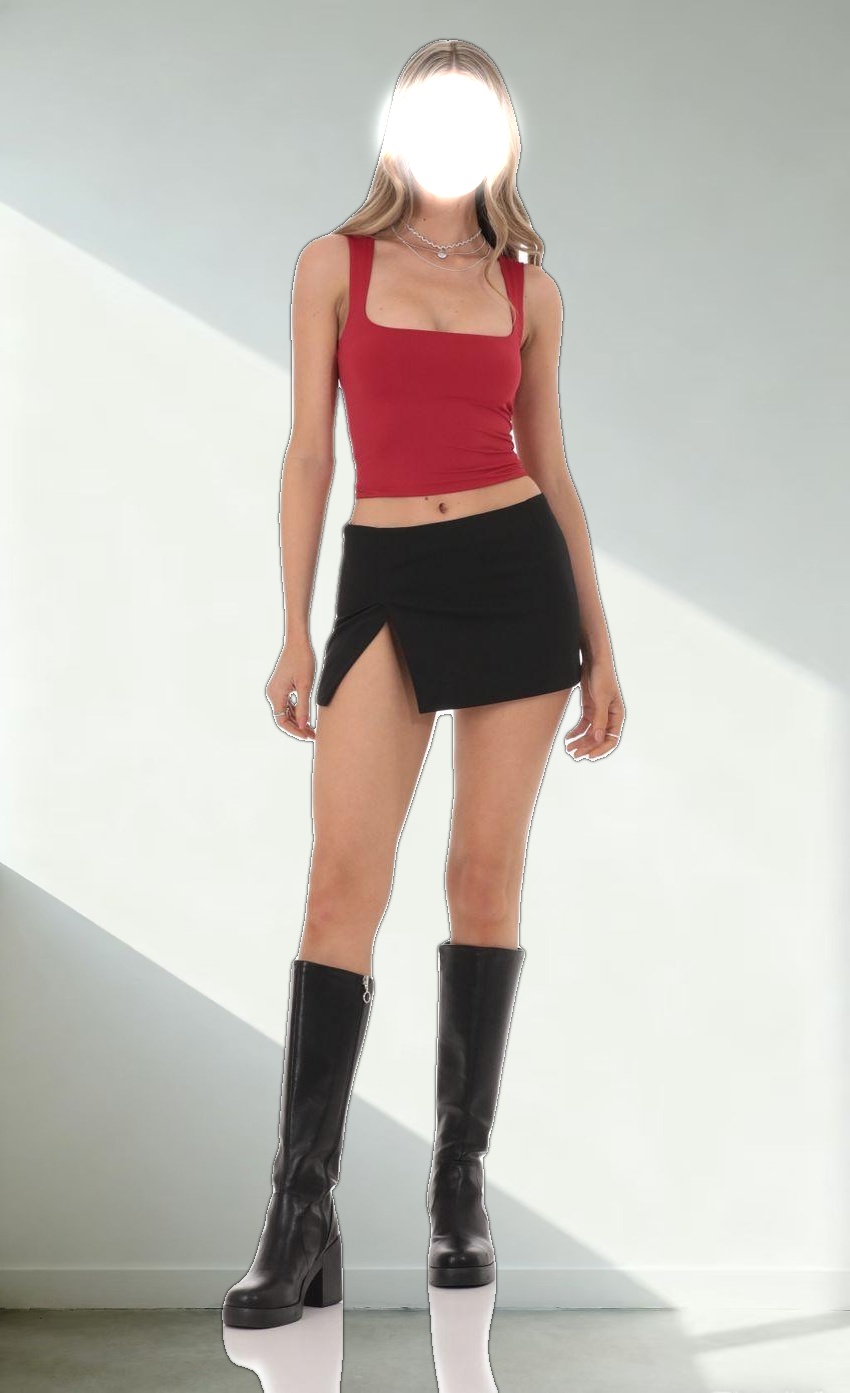 Scoop Neck Tank Top in Red