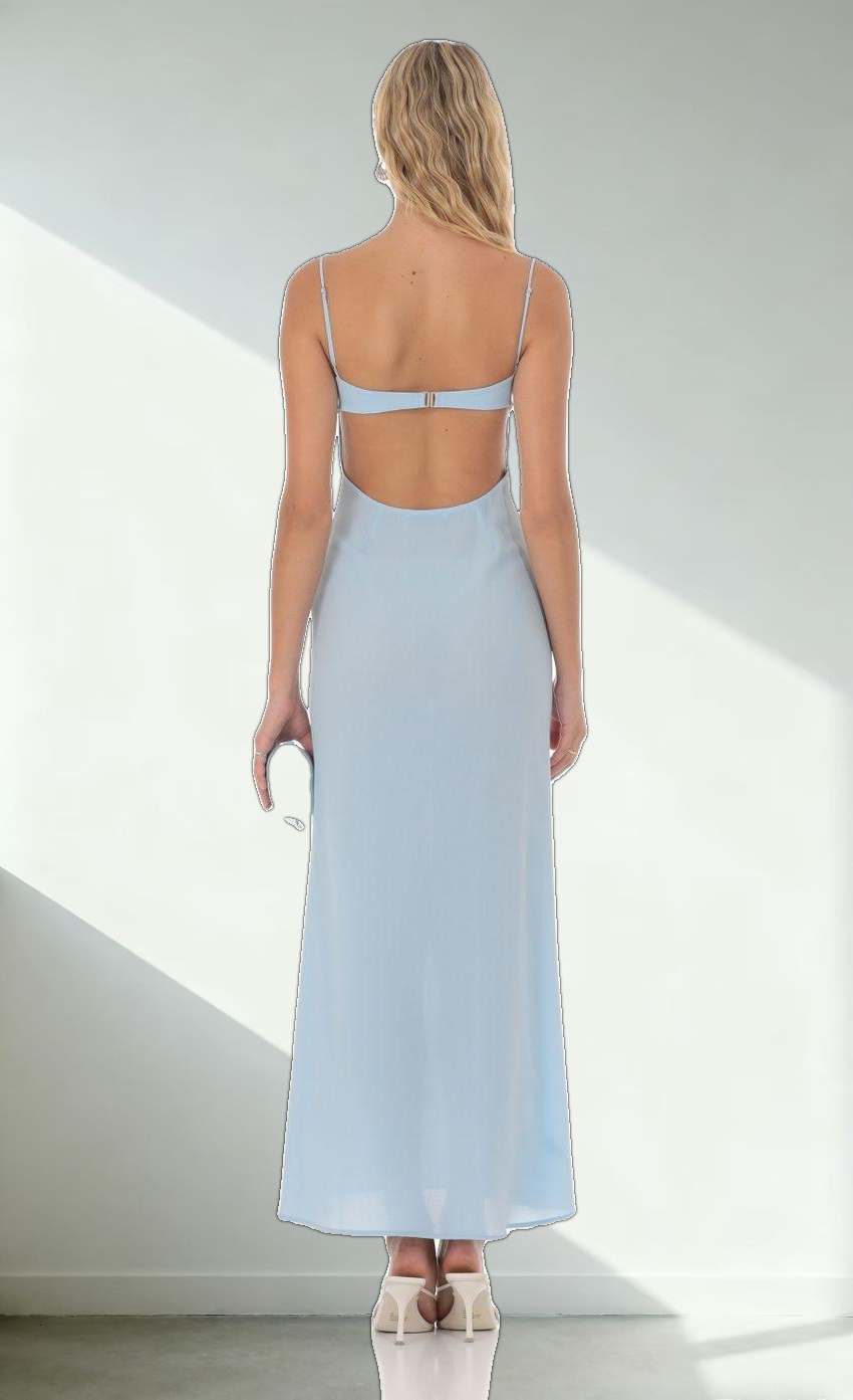 Lace Trim Maxi Dress in Light Blue