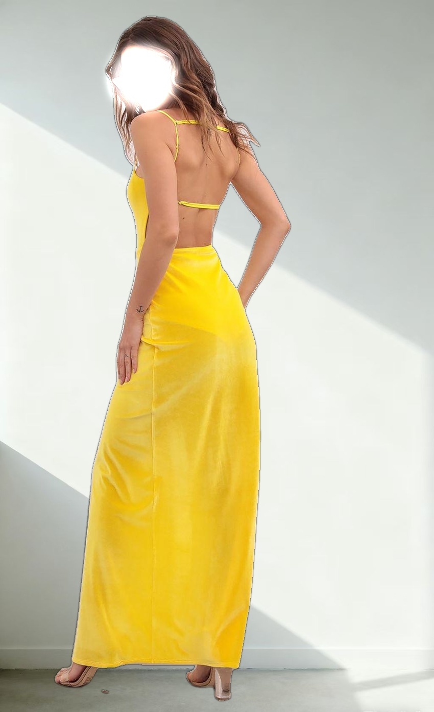 Crushed Velvet Maxi in Yellow