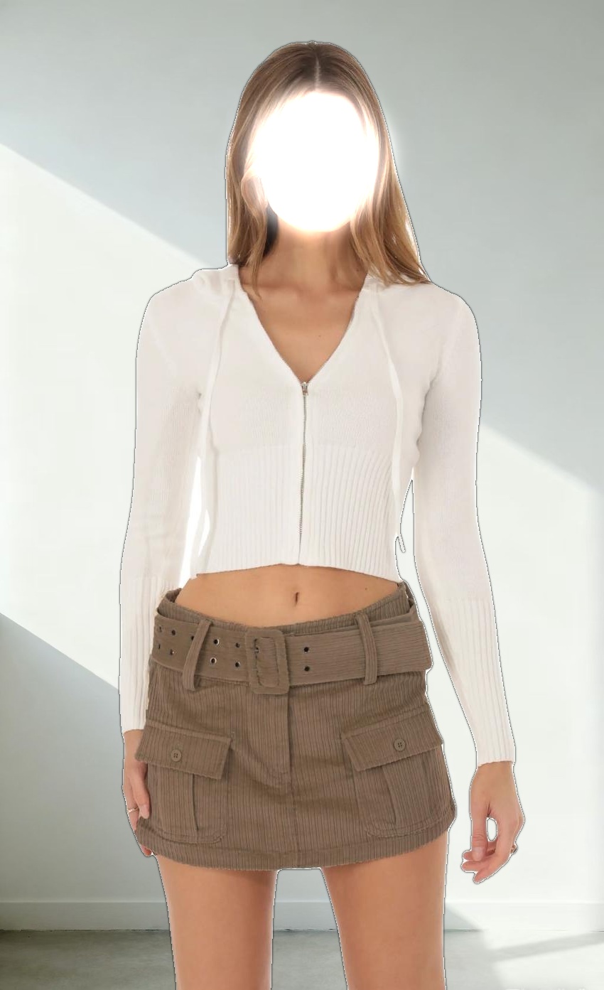 Corduroy Cargo Buckle Skirt in Brown