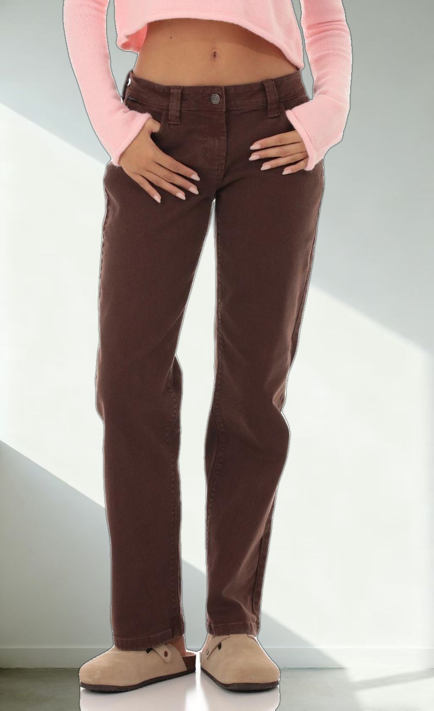 Straight Leg Jeans in Brown