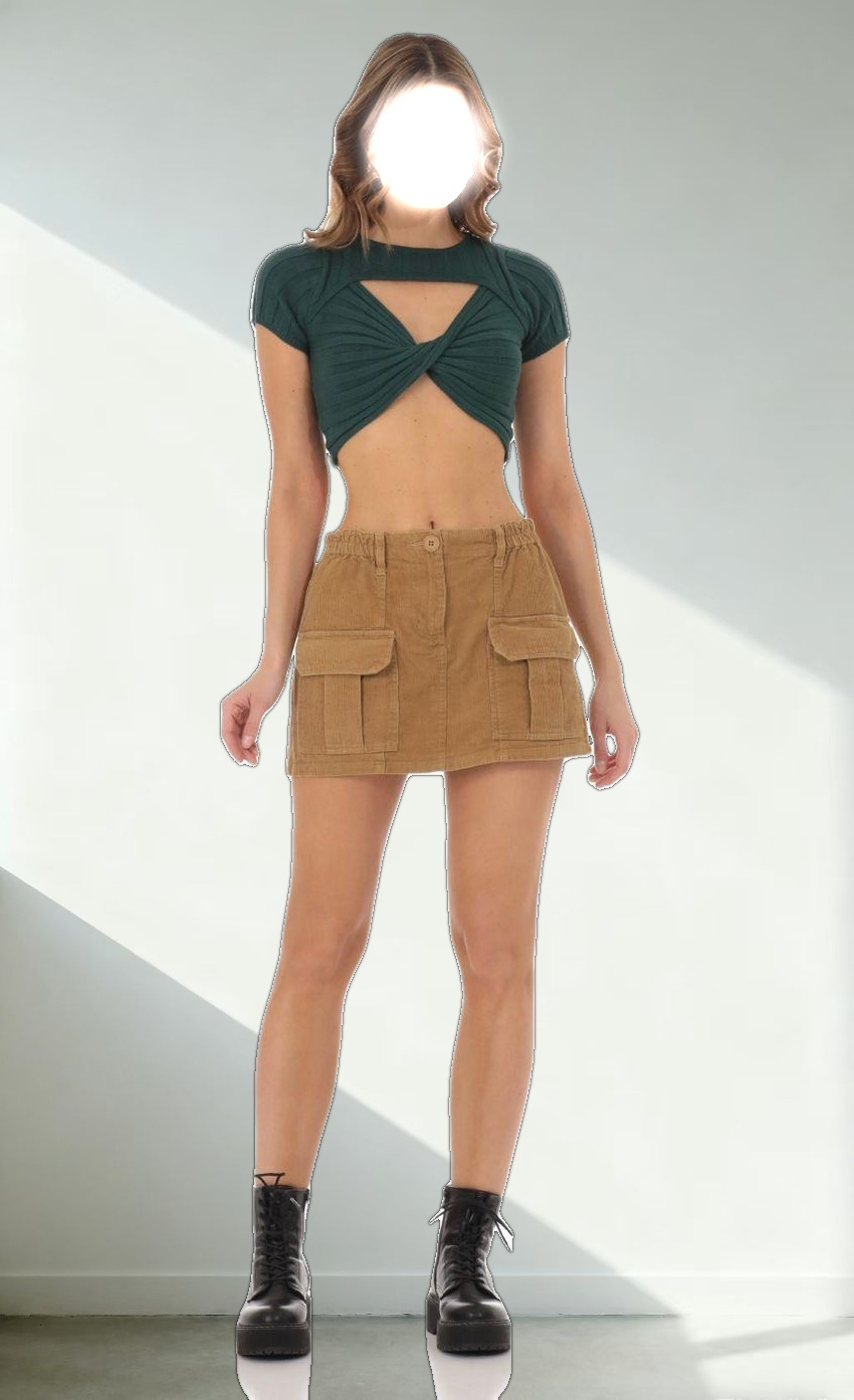 Knit Cutout Top in Green