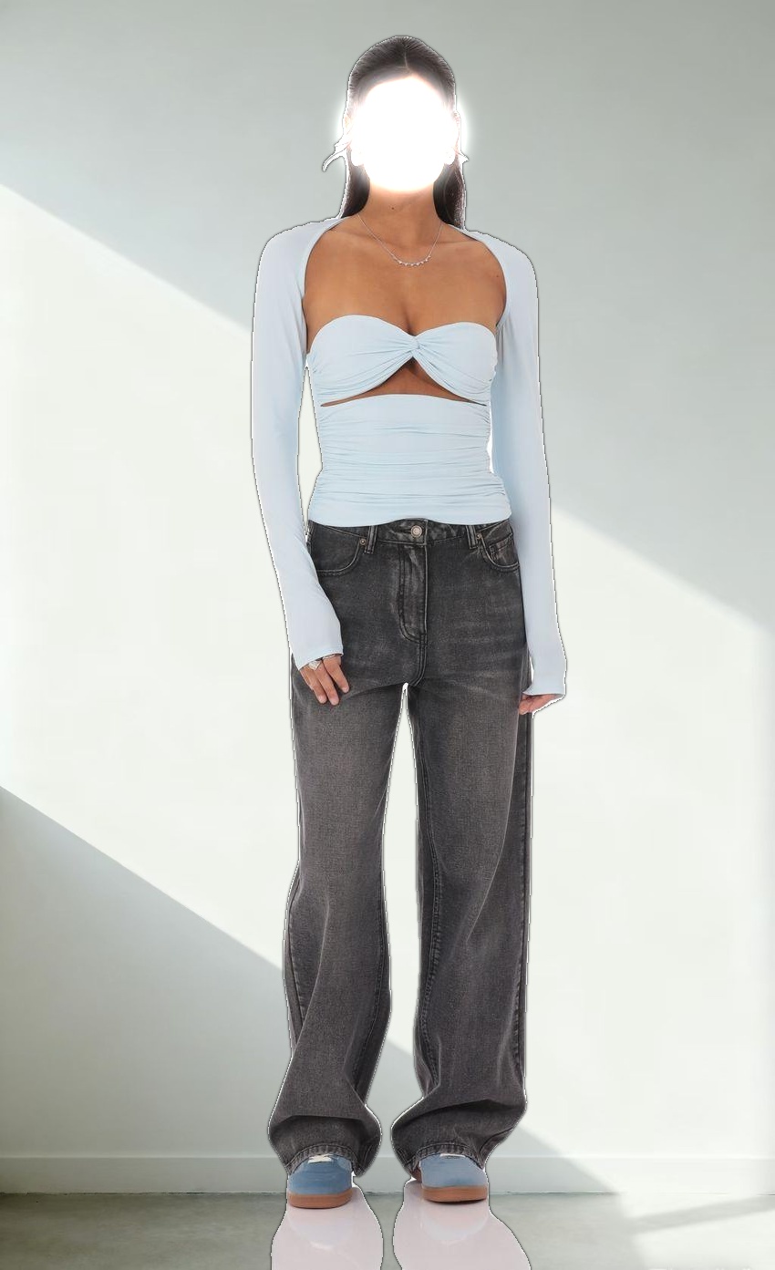 Two Piece Cutout Top in Light Blue