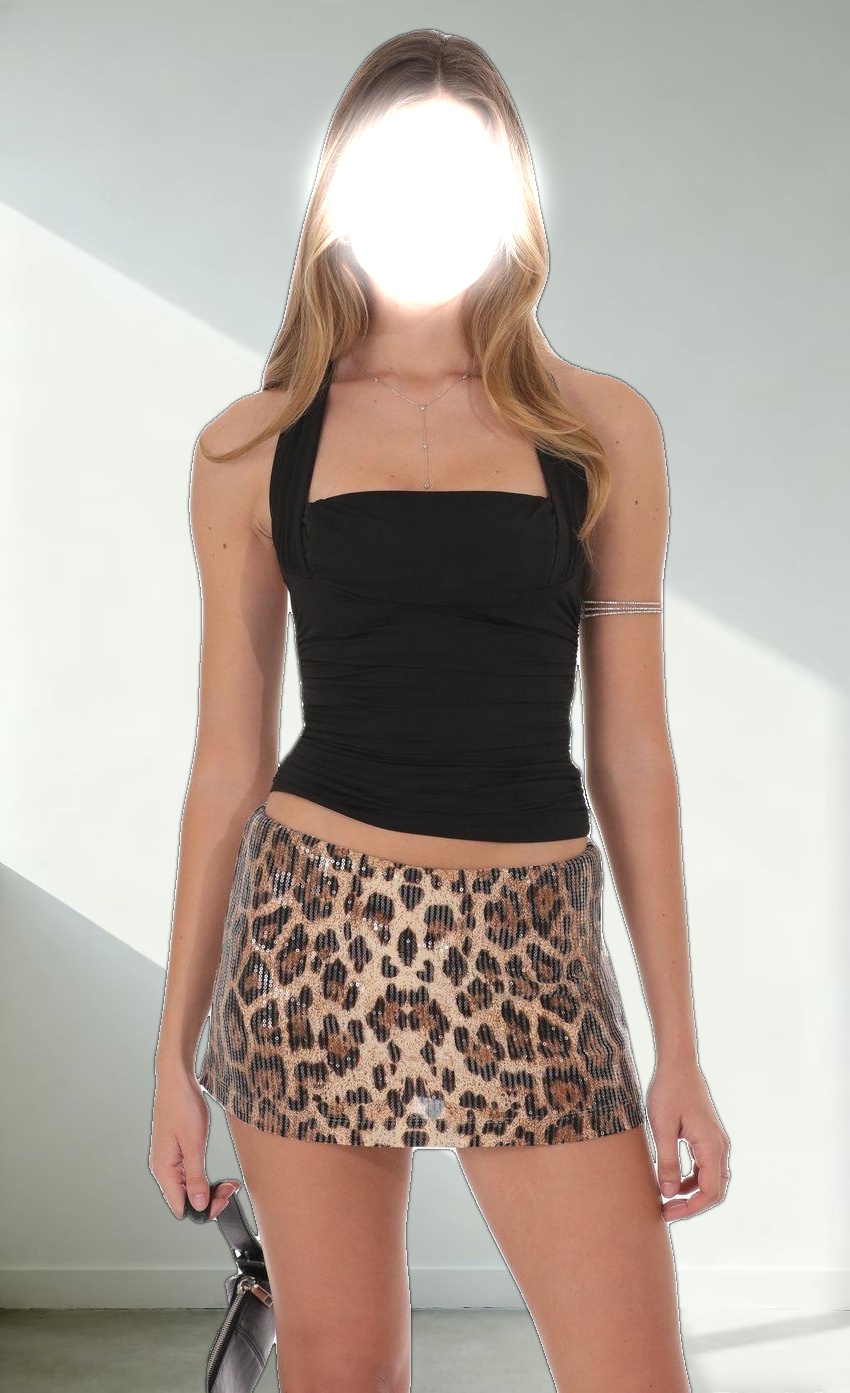 Sequin Mini Skort in Cheetah Print