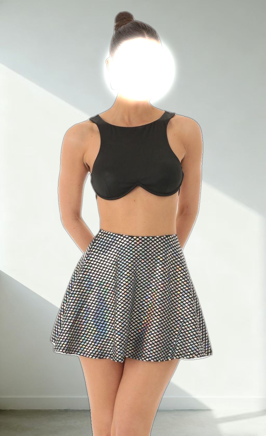 Sequin Square Skirt in Black