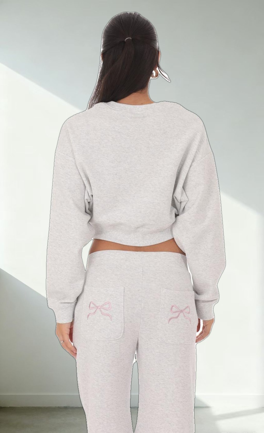 Cropped Jumper in Heather Grey