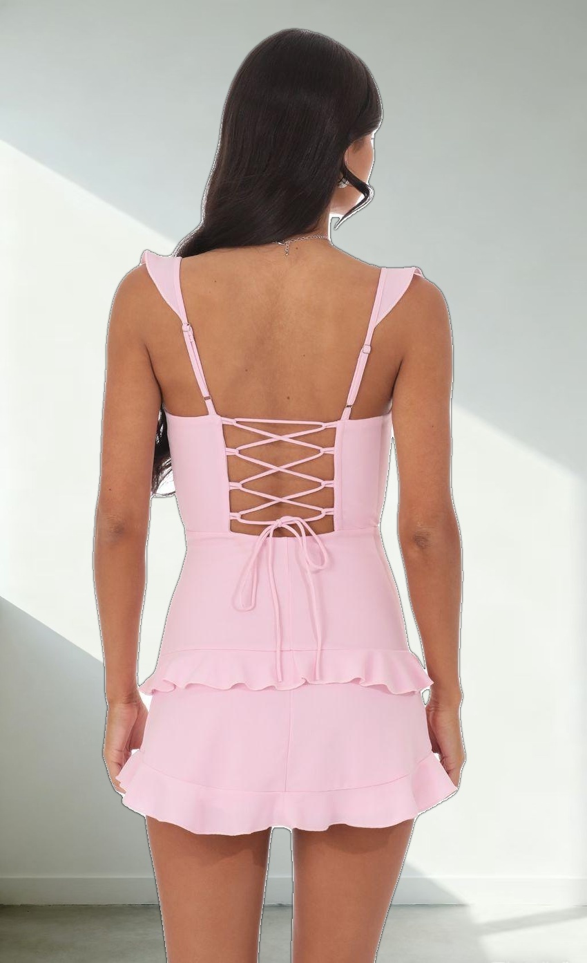 Ruffle Corset Dress in Pink
