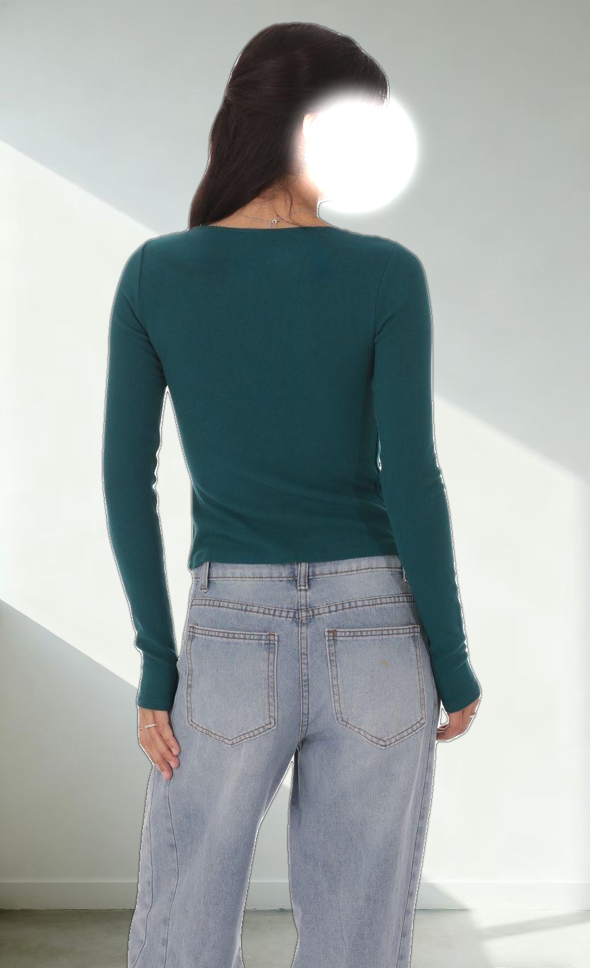 Ribbed Fly Away Top in Teal