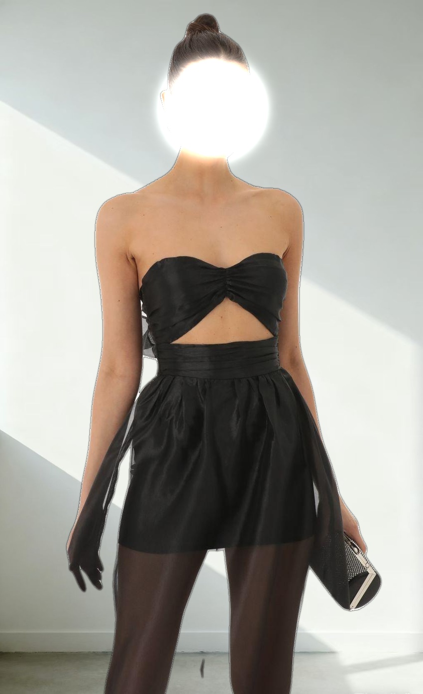 Cutout Strapless Maxi Dress in Black