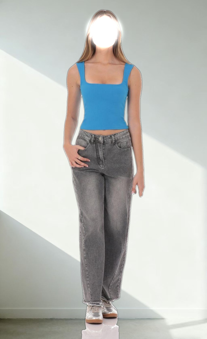 Scoop Tank Top in Aqua Blue