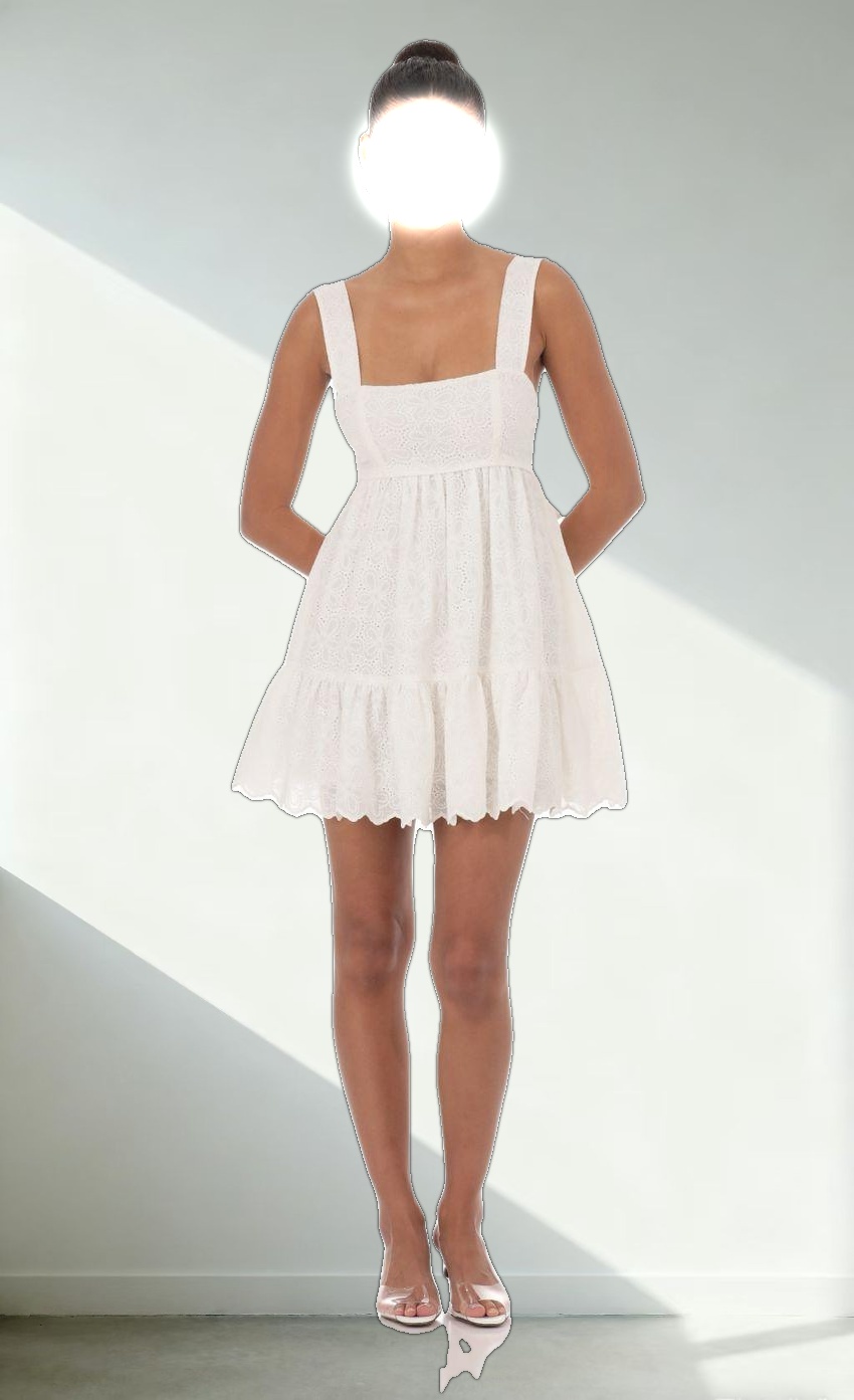 Floral Eyelet Dress in White