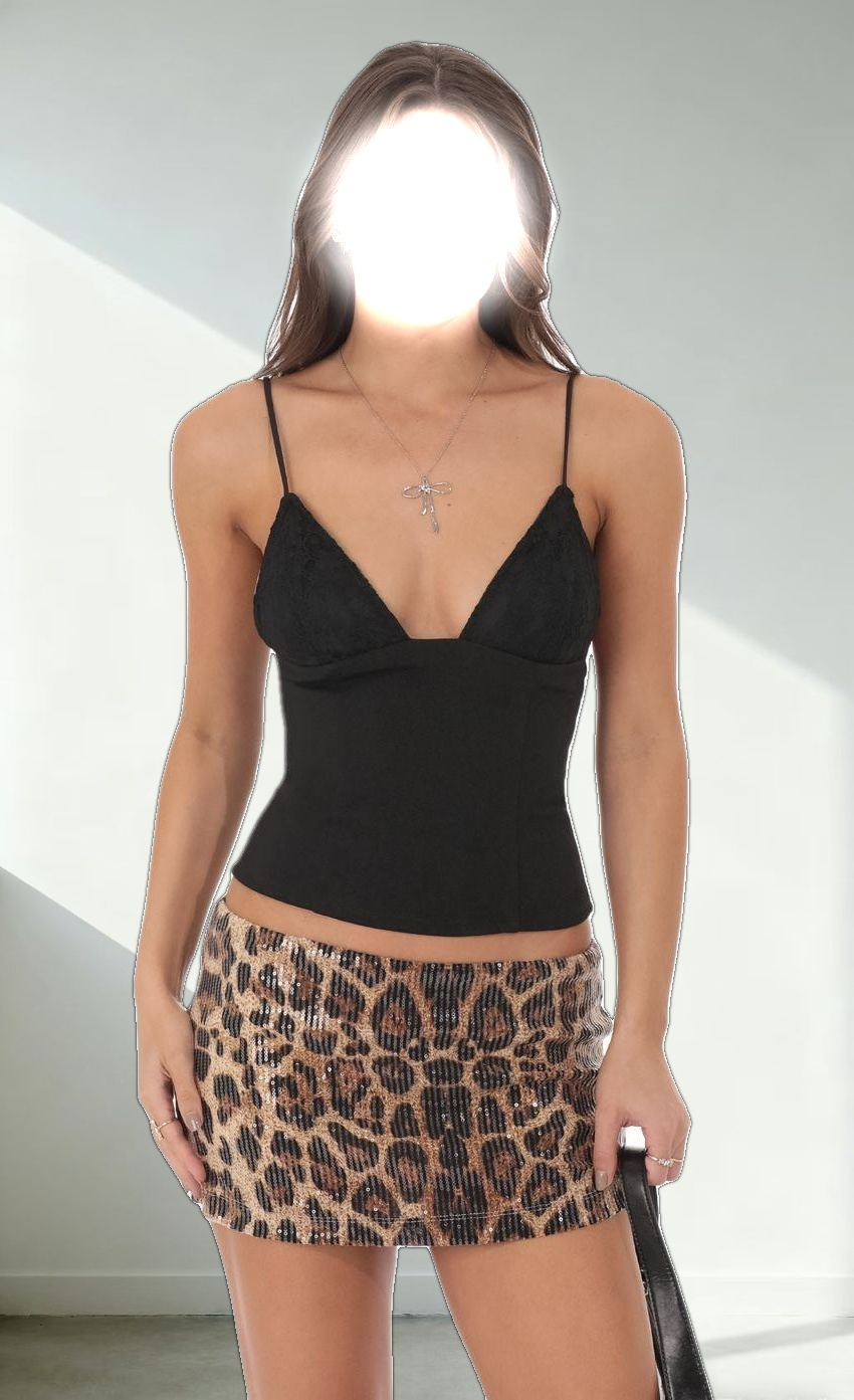 Lace Cup Top in Black