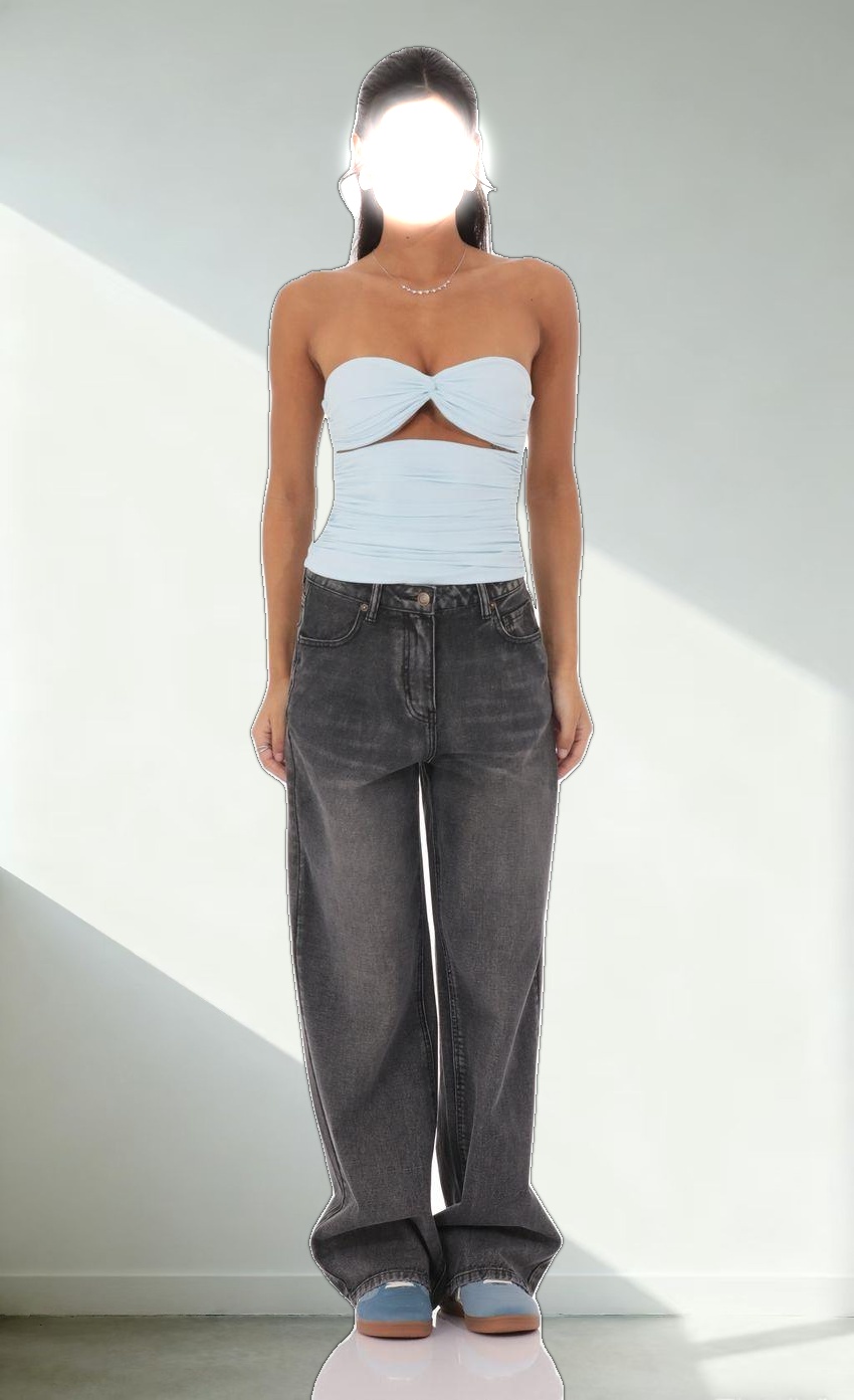 Two Piece Cutout Top in Light Blue