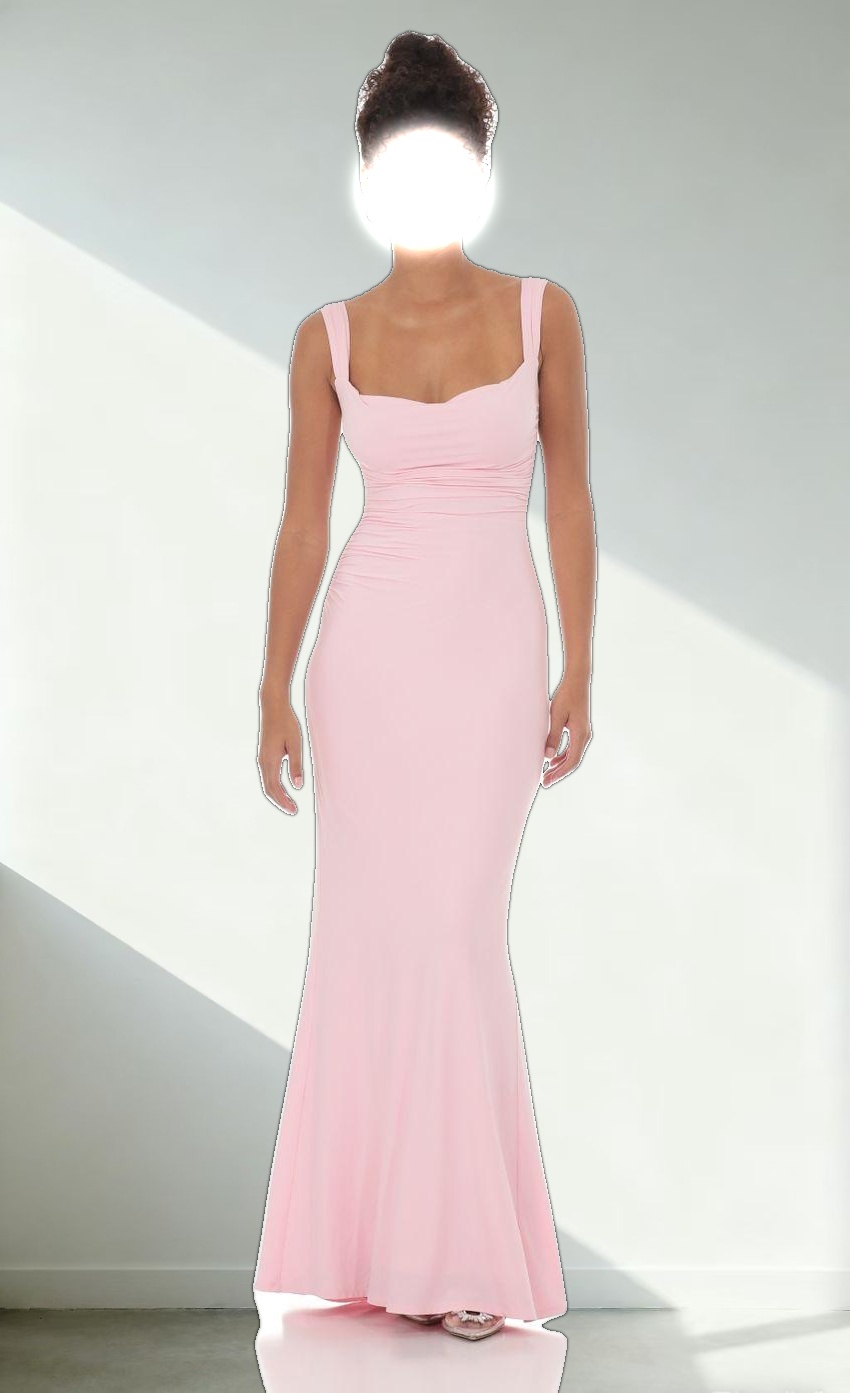 Back Sequin Butterfly Maxi Dress in Pink