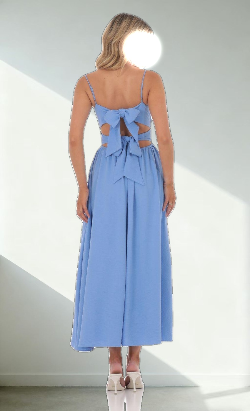 Front Twist Midi Dress in Blue