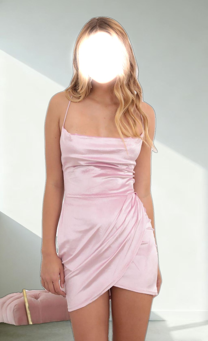 Velvet Open Back Dress in Pink
