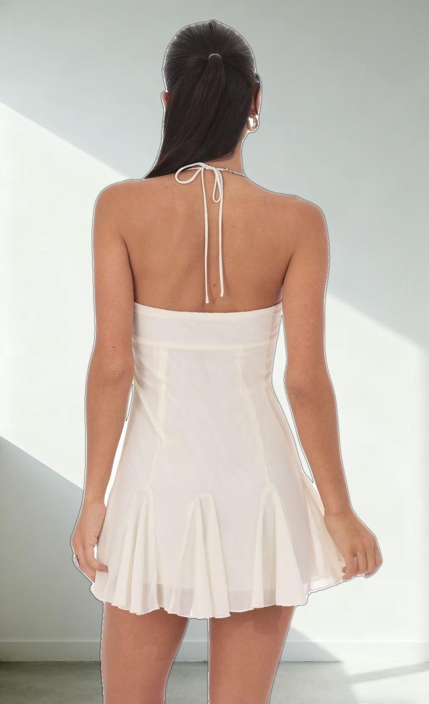 Halter Flare Dress in Ivory
