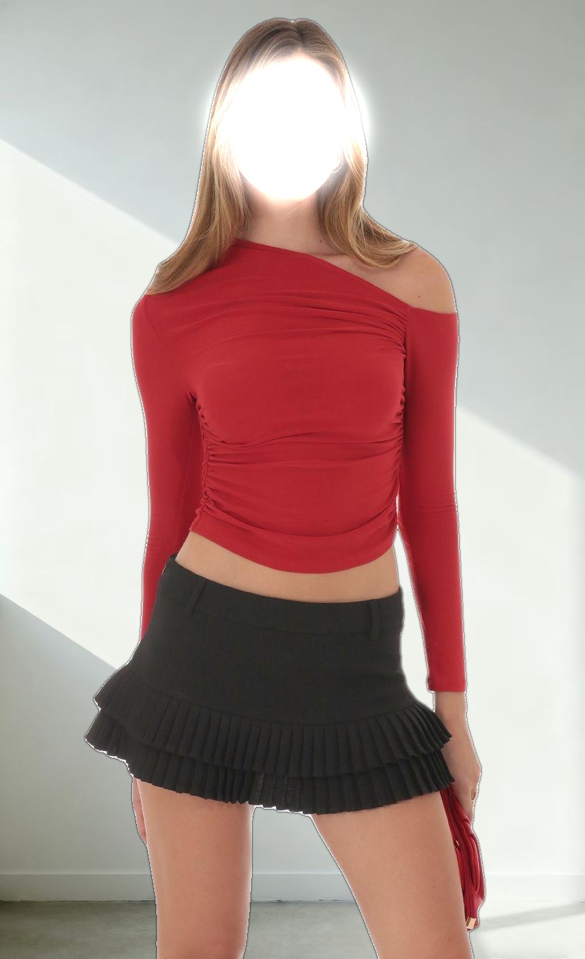 Pleated Ruffle Skort in Black