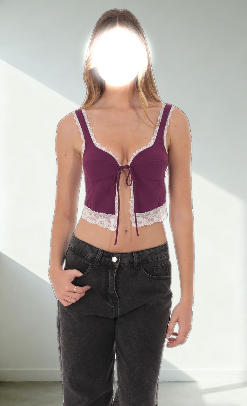 Lace Vest Top in Purple
