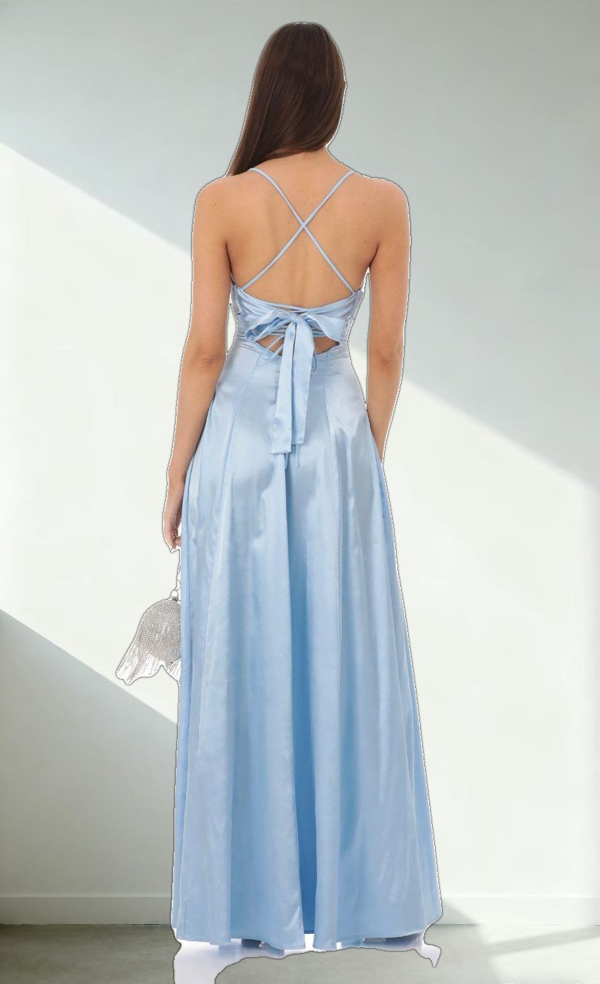 Pleated Maxi Dress in Light Blue