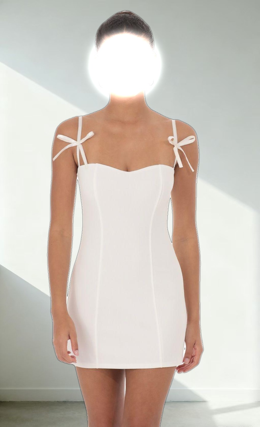 Bow Ties Bodycon Dress in White