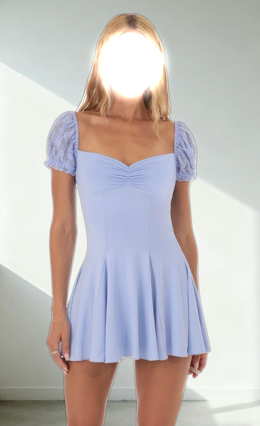 Lace Sequin Dress in Blue