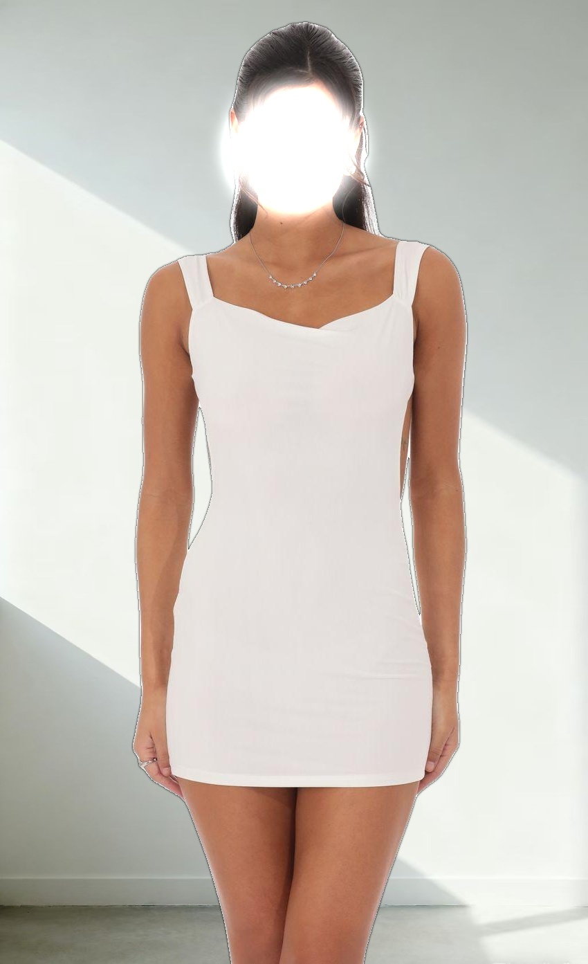 Open Back Satin Bow Dress in White