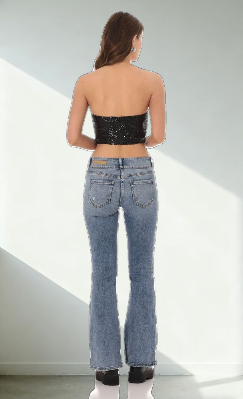 Sequin Strapless Corset Top in Black