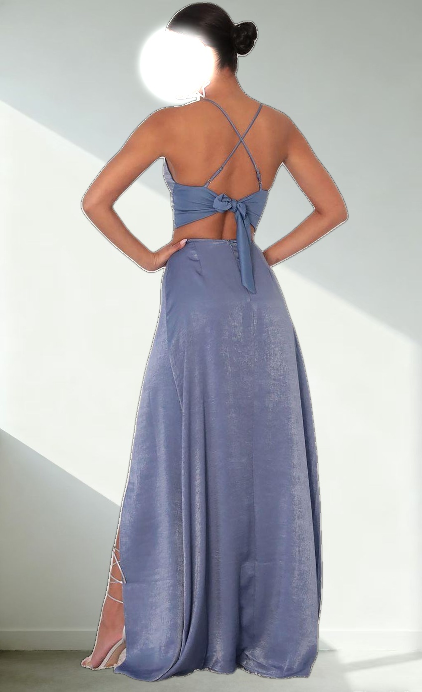 Satin Maxi Set in Palace Blue